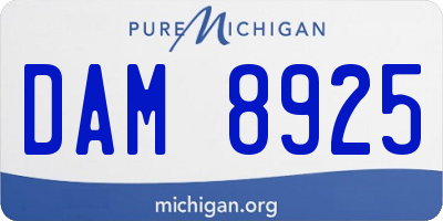 MI license plate DAM8925