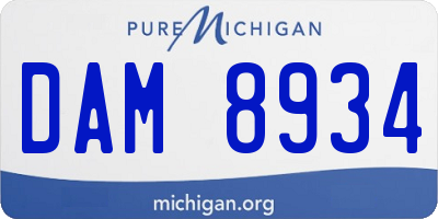 MI license plate DAM8934