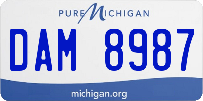 MI license plate DAM8987