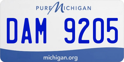 MI license plate DAM9205
