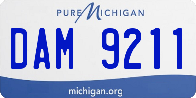 MI license plate DAM9211