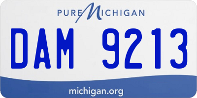 MI license plate DAM9213
