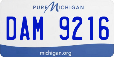 MI license plate DAM9216