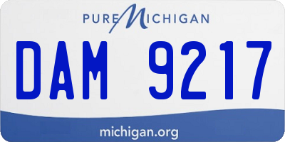 MI license plate DAM9217