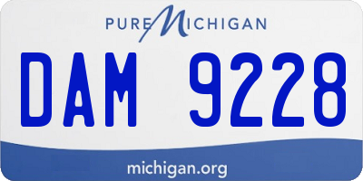 MI license plate DAM9228