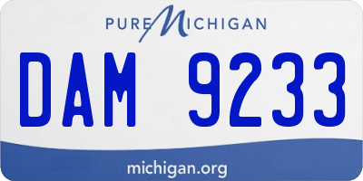 MI license plate DAM9233