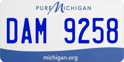 MI license plate DAM9258