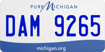 MI license plate DAM9265