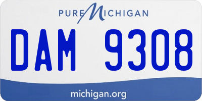 MI license plate DAM9308