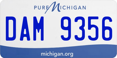 MI license plate DAM9356