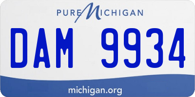 MI license plate DAM9934