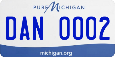 MI license plate DAN0002