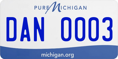 MI license plate DAN0003