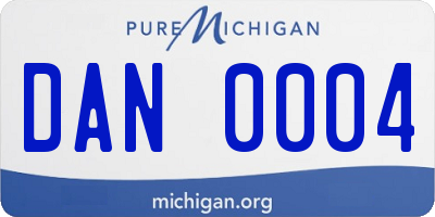 MI license plate DAN0004