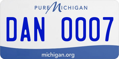 MI license plate DAN0007