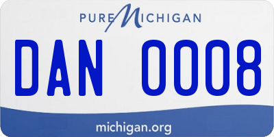 MI license plate DAN0008