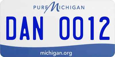 MI license plate DAN0012