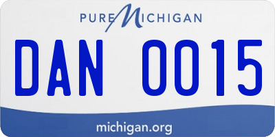 MI license plate DAN0015