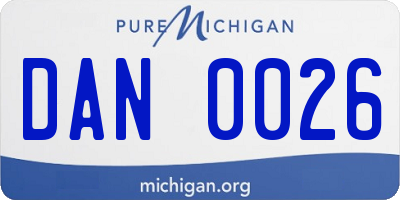 MI license plate DAN0026