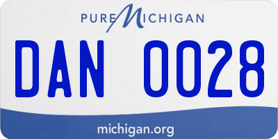 MI license plate DAN0028