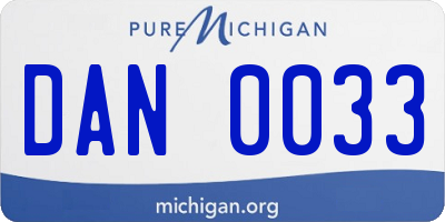 MI license plate DAN0033