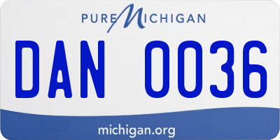 MI license plate DAN0036