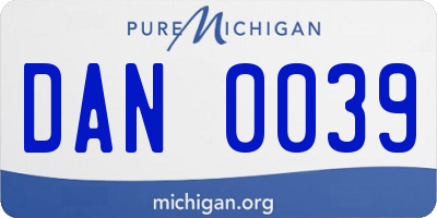 MI license plate DAN0039