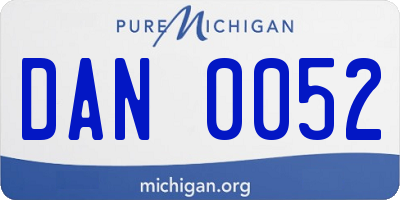 MI license plate DAN0052