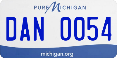 MI license plate DAN0054