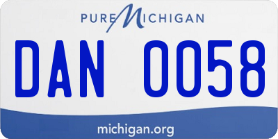 MI license plate DAN0058