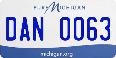 MI license plate DAN0063