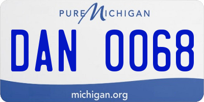 MI license plate DAN0068