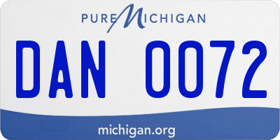 MI license plate DAN0072