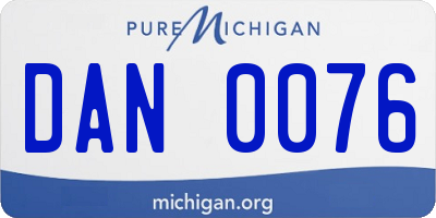 MI license plate DAN0076