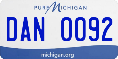 MI license plate DAN0092