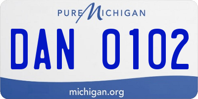 MI license plate DAN0102