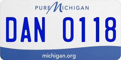 MI license plate DAN0118