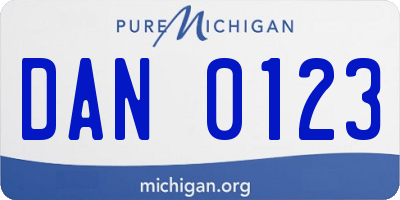 MI license plate DAN0123