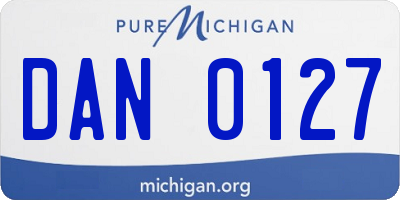 MI license plate DAN0127