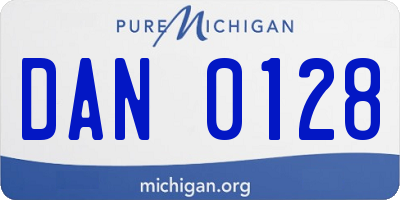 MI license plate DAN0128