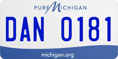 MI license plate DAN0181