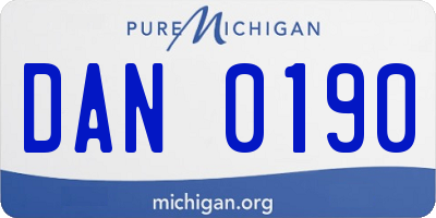 MI license plate DAN0190