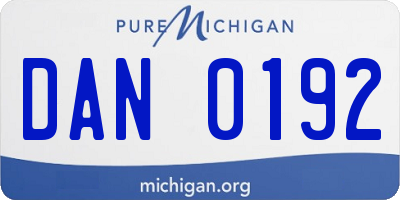 MI license plate DAN0192