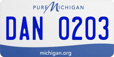 MI license plate DAN0203
