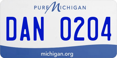 MI license plate DAN0204
