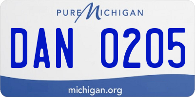 MI license plate DAN0205