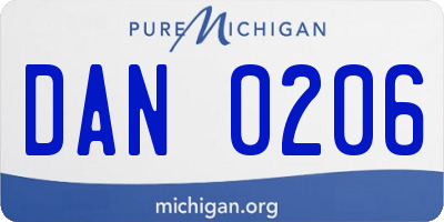 MI license plate DAN0206