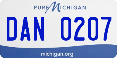 MI license plate DAN0207