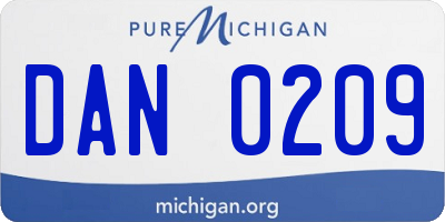 MI license plate DAN0209