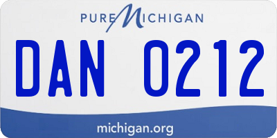 MI license plate DAN0212